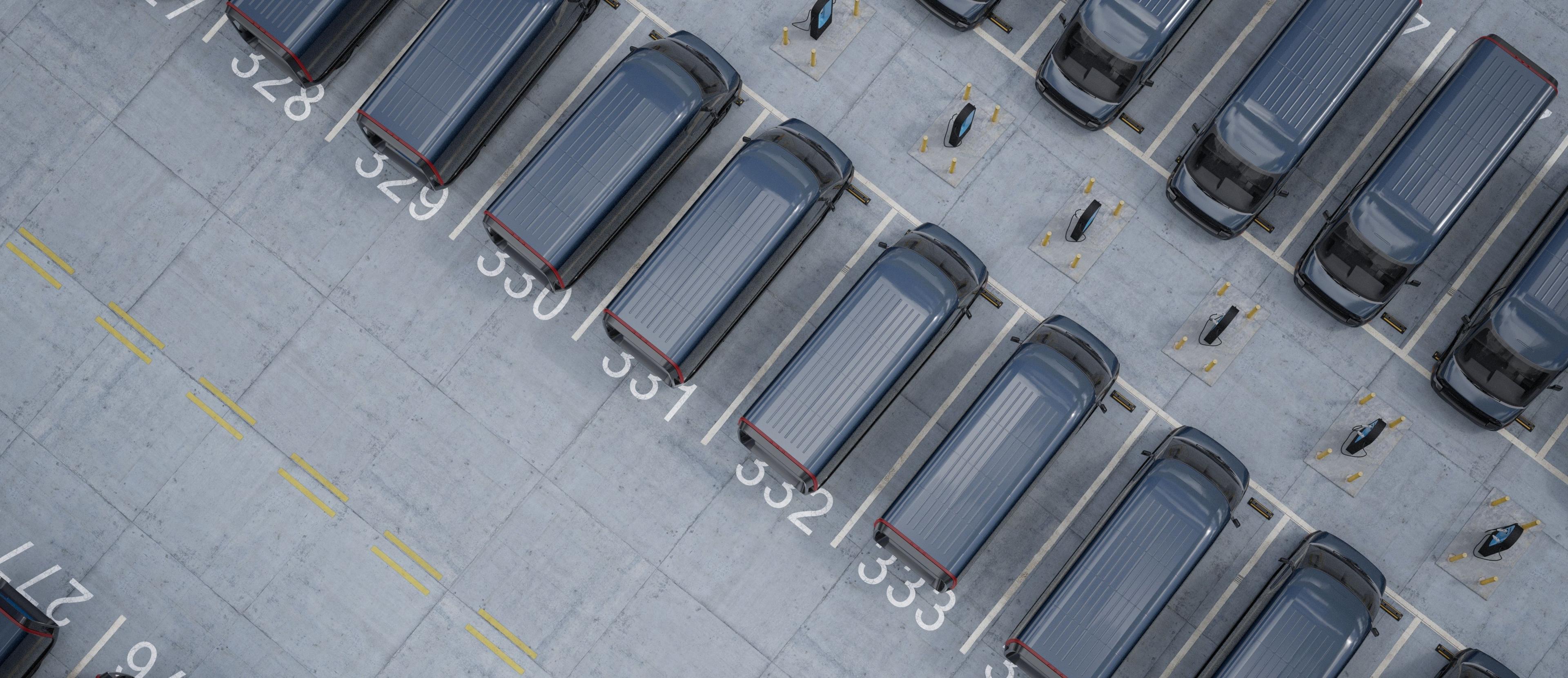 A collection of parked vans
